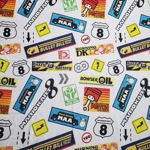 Nintendo Super Mario Kart Flat Sheet Bedding Size Bowser Mario Luigi Backdrop